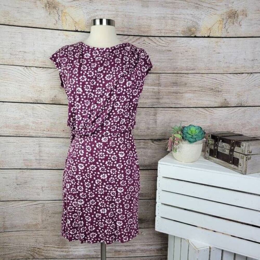 Ann Taylor LOFT Women's Shift Dress Sleeveless Floral Purple Size Petite XS‎